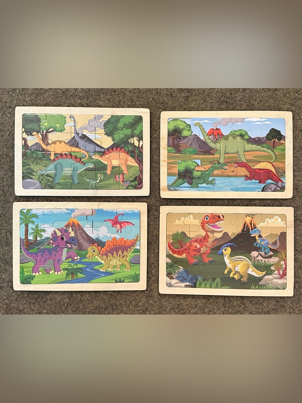 Wooden Dinosaur puzzles • set of 4 • kids toys • children’s